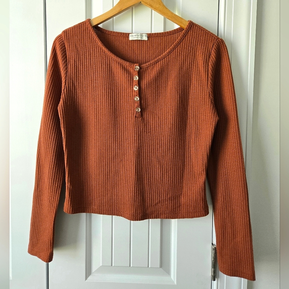 Paper Crane Orange Long Sleeve Waffle Thermal